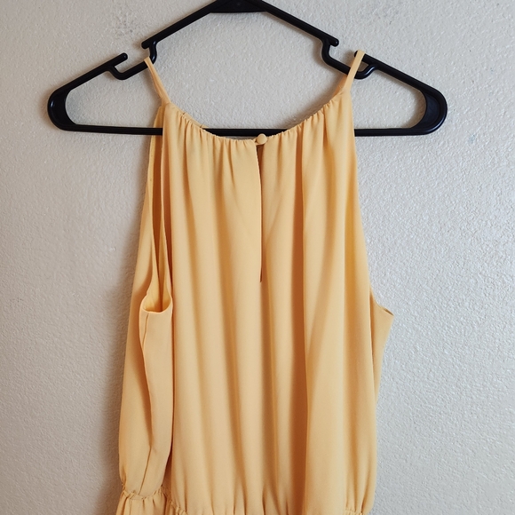 WHBM Yellow Halter Neck Sleeveless Chiffon Dress Size 8 Wedding Cocktail Dress - Picture 5 of 8